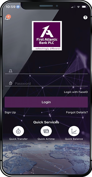 First Atlantic Bank PLC Mobile App - Login